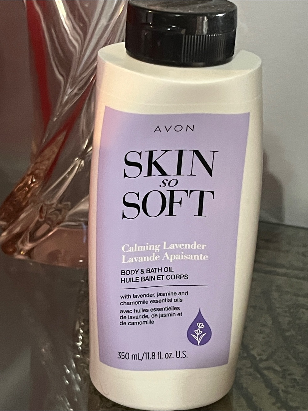 Avon Skin So Soft Calming Lavender Body & Bath Oil - Lavender and Black